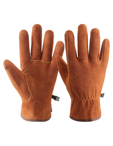 Guantes de Trabajo de Cuero 100% Vaca - Marrón M-L