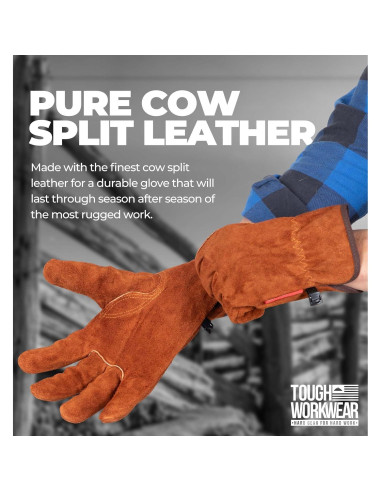 Guantes de Trabajo de Cuero 100% Vaca - Marrón M-L