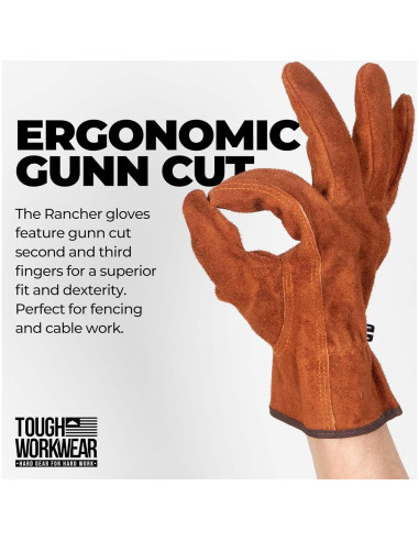 Guantes de Trabajo de Cuero 100% Vaca - Marrón M-L