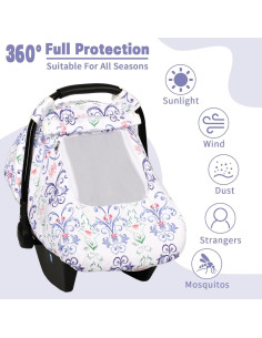 Funda de Asiento de Coche para Bebé HNHUAMING Floral Azul 2