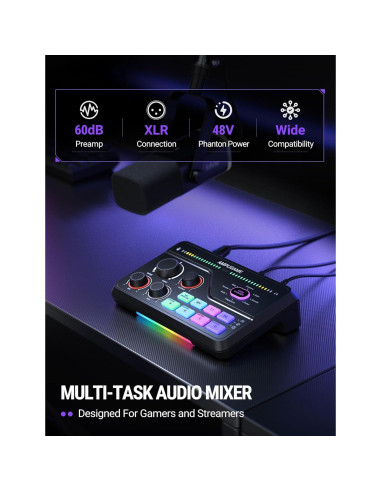 Mezclador de Audio Gaming Fifine SC8 - Sonido Surround 7.1