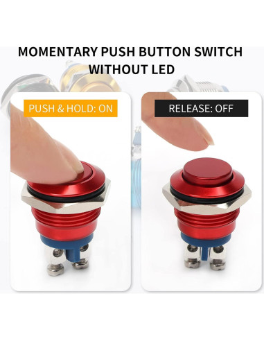Interruptor de Botón Momentáneo STARELO 16mm Rojo 250V CA 5A