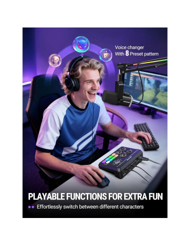 Mezclador de Audio Gaming Fifine SC8 - Sonido Surround 7.1