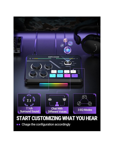 Mezclador de Audio Gaming Fifine SC8 - Sonido Surround 7.1