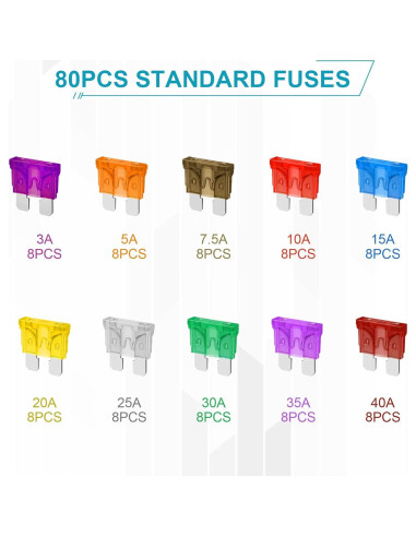 Kit de Fusibles Estándar 80 Piezas YNZDRWA 3A-40A
