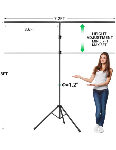 Kit de fondo verde ajustable Coliflor 2.44x2.19m para fotografía