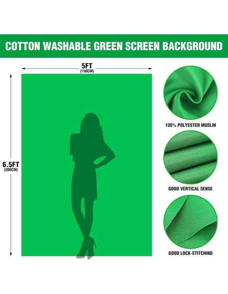 Kit de fondo verde ajustable Coliflor 2.44x2.19m para fotografía