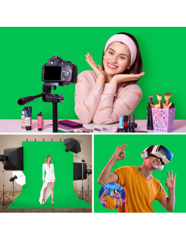 Kit de fondo verde ajustable Coliflor 2.44x2.19m para fotografía