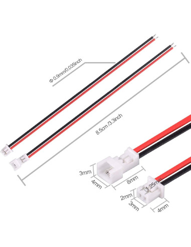 Conectores Eléctricos Micro JST 1.25mm 10 Pares 2 Pines LYJEE