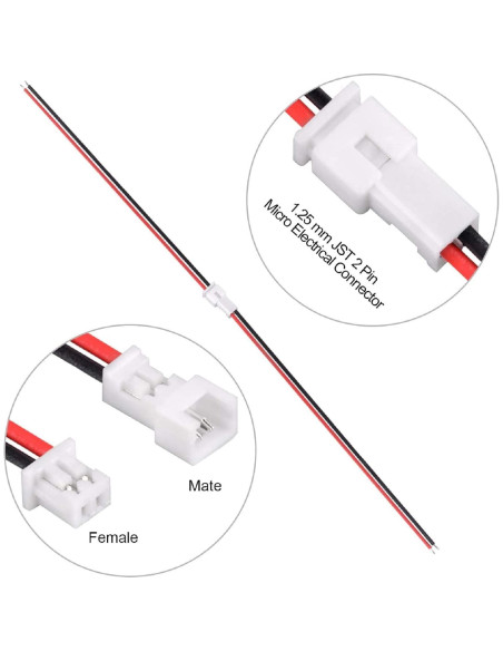 Conectores Eléctricos Micro JST 1.25mm 10 Pares 2 Pines LYJEE