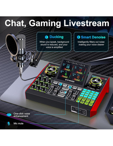 Paquete de Podcast G10-MIC con Micrófono y Mesa de Sonido