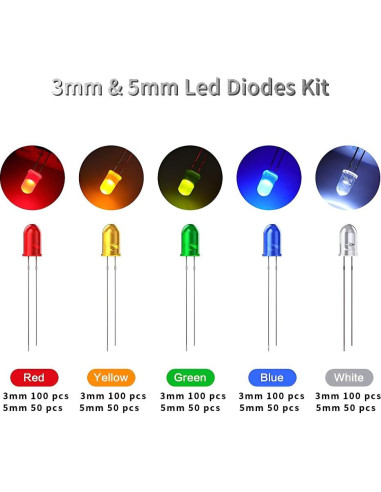 Kit de Diodos LED 3mm y 5mm Maygyrain 750 Piezas 10 Valores