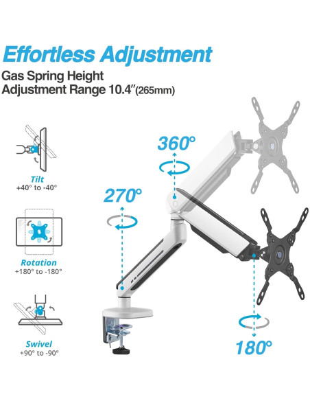 Soporte de Monitor Gaming RGB AVLT Blanco 27" a 45" Ajustable Soporte de Monitor Gaming RGB AVLT Blanco 27" a 45" Ajustable