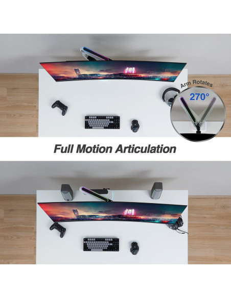 Soporte de Monitor Gaming RGB AVLT Blanco 27" a 45" Ajustable Soporte de Monitor Gaming RGB AVLT Blanco 27" a 45" Ajustable