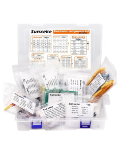Kit de Componentes Electrónicos 1535pcs Sunxeke - Resistencias, Transistores, LED
