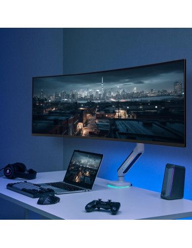 Soporte de Monitor Gaming RGB AVLT Blanco 27" a 45" Ajustable
