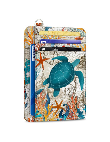 Billetera delgada para tarjetas Yonlevres Tortuga Marina RFID