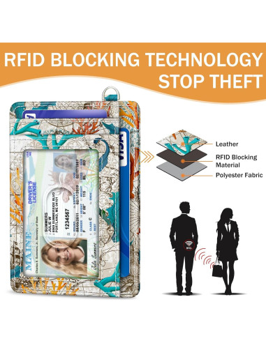Billetera delgada para tarjetas Yonlevres Tortuga Marina RFID
