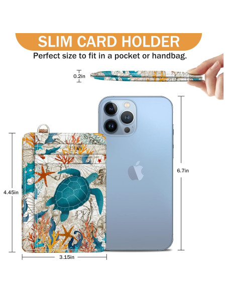 Billetera delgada para tarjetas Yonlevres Tortuga Marina RFID Billetera delgada para tarjetas Yonlevres Tortuga Marina RFID