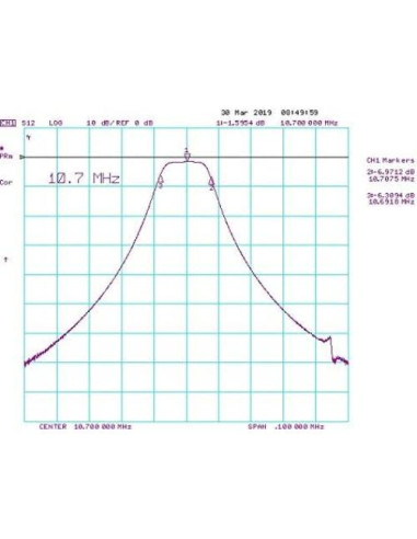 Filtro de paso de banda Taidacent 10.7MHz +/-7KHz 24x47mm