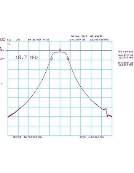 Filtro de paso de banda Taidacent 10.7MHz +/-7KHz 24x47mm