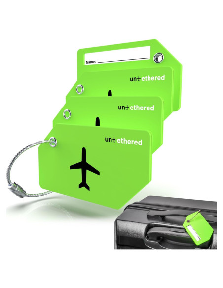 Juego de 4 Etiquetas de Equipaje Untethered Verde Silicona Juego de 4 Etiquetas de Equipaje Untethered Verde Silicona