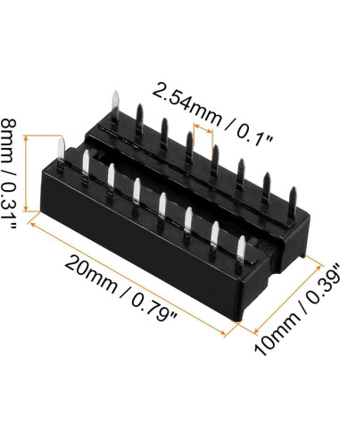 Adaptador zócalo DIP IC 16 pines 2.54mm Rebower - 10 piezas