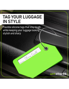Juego de 4 Etiquetas de Equipaje Untethered Verde Silicona 2