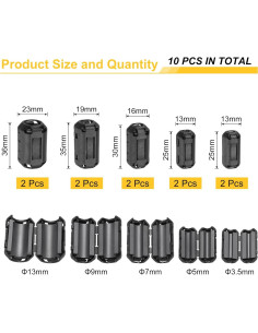 Núcleos de Anillo de Ferrita Clip-on MECCANIXITY 10 Pcs 2