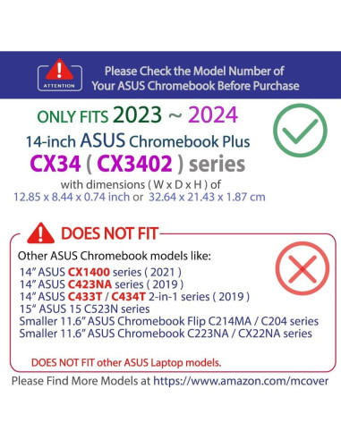 Funda mCover Aqua para ASUS Chromebook Plus CX34 14" 2023-2024