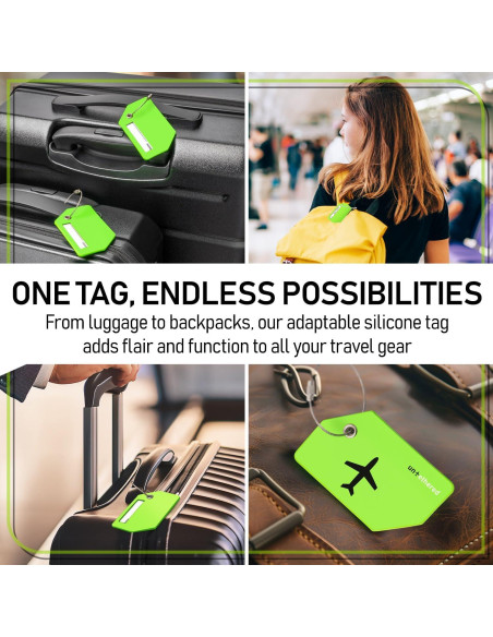 Juego de 4 Etiquetas de Equipaje Untethered Verde Silicona Juego de 4 Etiquetas de Equipaje Untethered Verde Silicona