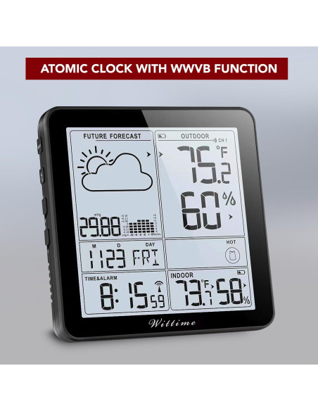 Estación Meteorológica Wittime Inalámbrica con Reloj Atómico