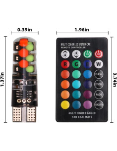 Bombilla LED RGB T10 HIPOPY con Control Remoto - 2 Piezas 2