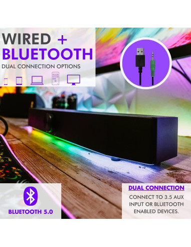 Barra de Sonido Tilted Nation TNPHASERB RGB para PC