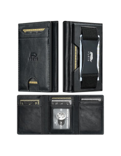 Billetera Minimalista Plegable RFID Billeteras J008 Negra