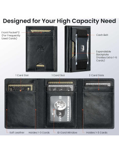 Billetera Minimalista Plegable RFID Billeteras J008 Negra 2