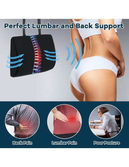 Almohada de Soporte Lumbar ROYALAY para Coche y Oficina 28x20cm