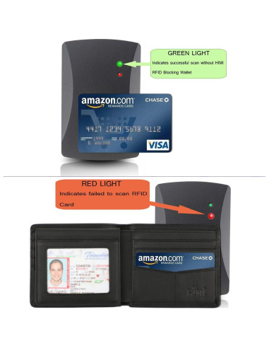 Billetera Bifold de Cuero Genuino Negro Vintage con Bloqueo RFID