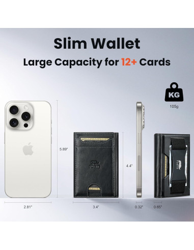 Billetera Minimalista Plegable RFID Billeteras J008 Negra