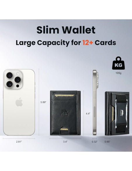 Billetera Minimalista Plegable RFID Billeteras J008 Negra