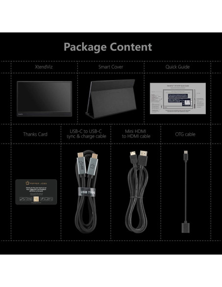 Monitor Portátil PEPPER JOBS XtendViz 15.6" FHD 1080P HDMI USB-C