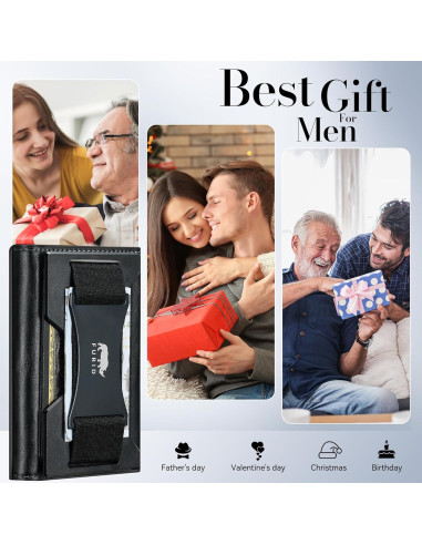 Billetera Minimalista Plegable RFID Billeteras J008 Negra