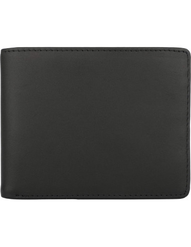Billetera Bifold de Cuero Genuino Negro Vintage con Bloqueo RFID