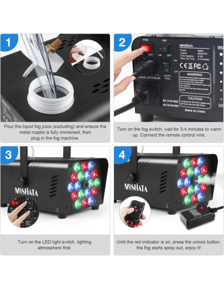 Máquina de Niebla MOSFiATA 600W con 18 Luces LED RGB