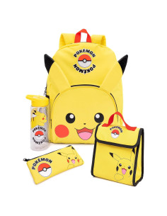 Set de Mochila Escolar Pikachu 4 Piezas con Estuche y Botella