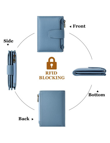 Billetera Compacta para Mujeres Airkit con Bloqueo RFID Azul