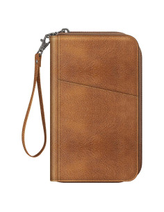 Billetera Organizador de Pasaporte Fintie APPA Marrón RFID