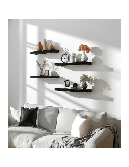 Estantes Flotantes de Madera PHPH, Juego de 6, 43.18 cm, Negro Estantes Flotantes de Madera PHPH, Juego de 6, 43.18 cm, Negro