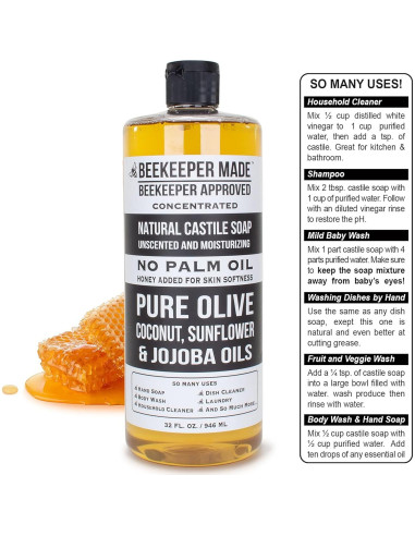 Jabón de Castilla Natural Beekeeper Made 946 ml Sin Fragancia