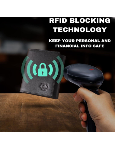 Billetera de cuero trifold Stealth Mode con bloqueo RFID